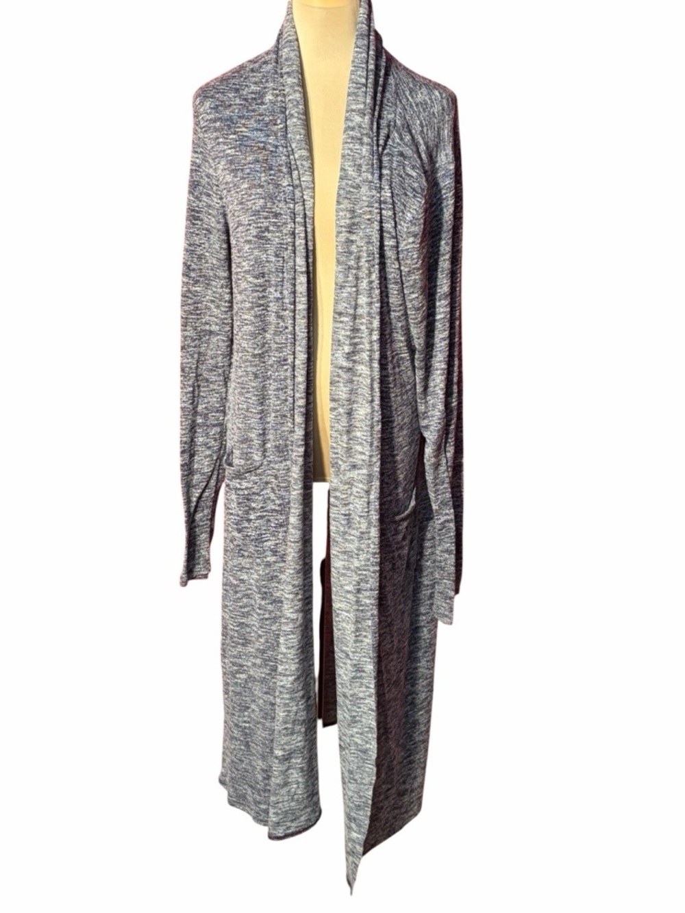 White House Black Market Open-Front Longline Heathered Gray Cardigan Sweater -XL